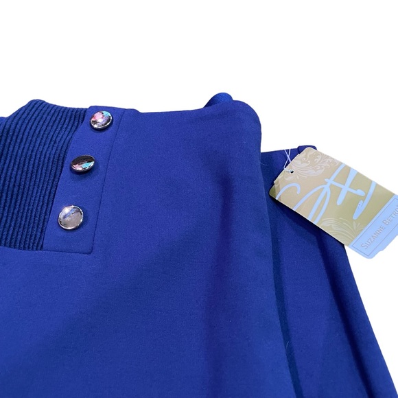 SUSANNE BETRO NWT BUTTON DETAIL HIGH WAISTER LEGGING PANT BLUE SIZE L - Picture 7 of 14